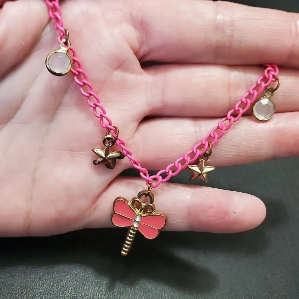 Pink dragonfly charm bracelet Up to 7